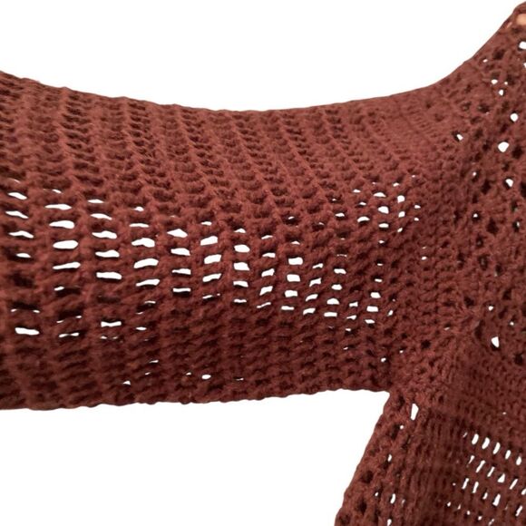 Vintage Chadwick's Chocolate Brown Front Button Crochet Sweater in Size XS/S - Picture 5 of 10